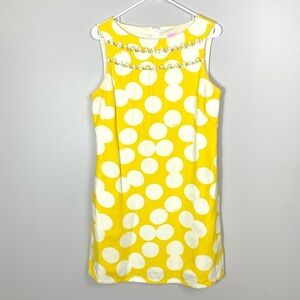 Lilly Pulitzer Yellow and White Polka Dot Sheath Dress size 8